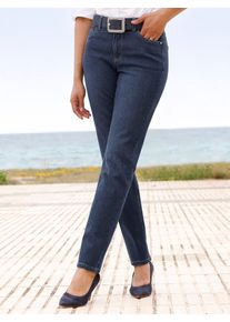 5-Pocket-Jeans Casual Looks, Damen, Gr. 46, Normalgr&ouml;&szlig;en, blau (blau, stone, washed), 99% Baumwolle, 1% Elasthan, unifarben, lang, Jeans 5-Pocket-Jeans