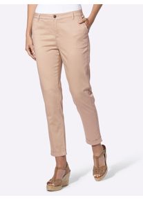 Chinohose Heine, Damen, Gr. 46, Normalgr&ouml;&szlig;en, beige, 98% Baumwolle, 2% Elasthan, unifarben, Hosen Chinohose
