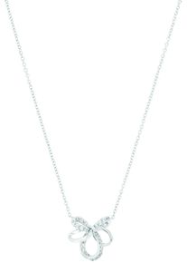 Kette mit Anh&auml;nger Amor "Schleife", bunt (silberfarben, wei&szlig;), Halsketten, Damen, Silber 925 (Sterlingsilber), L: 45 B: 1,3mm, Kette mit Anh&auml;nger, mit Zirkonia (synth.), B:1,3mm