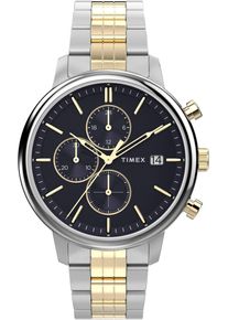 Chronograph Timex "CHICAGO", silber (silberfarben, gelbgoldfarben), Armbanduhren, Herren, Chronograph, Quarzuhr, Armbanduhr, Herren, Datum, Stoppfunktion, 12/24-Std.-Anzeige