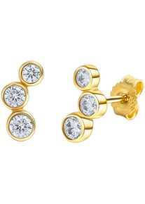 Paar Ohrstecker Firetti "Schmuck Geschenk, Ohrringe Triologie, Gold 333", gold (gelbgoldfarben, kristallwei&szlig;, kristallwei&szlig;), Ohrringe, Damen, Gelbgold 333, Paar Ohrstecker, mit Zirkonia (synth.)