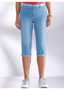 Caprijeans Casual Looks, Damen, Gr. 46, Normalgr&ouml;&szlig;en, blau (blau, bleached), 81% Baumwolle, 17% Polyester, 2% Elasthan, unifarben, knielang, Jeans Caprijeans