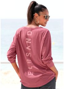Longsleeve ELBSAND "Tira", Damen, Gr. M (38), lila (mauve meliert), Jersey, Obermaterial: 50% Baumwolle, 50% Polyester, meliert, figurumspielend h&uuml;ftlang, Rundhals, Shirts Longsleeve, mit Logodruck hinten, Langarmshirt, sportlich-casual, Topseller