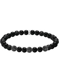 Armband Thomas Sabo "Obsidian Armband mit drei Zirkonia Beads" Gr. 21, silber (silberfarben, schwarz, schwarz), Armb&auml;nder, Damen, 21, Silber 925 (recycelt), Armband, mit Obsidian, Zirkonia (synth.)