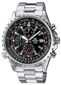 Chronograph CASIO EDIFICE, schwarz (schwarz, silberfarben), Armbanduhren, Herren, Chronograph, Quarzuhr,Armbanduhr,Herrenuhr,Edelstahlarmband, bis 10 bar wasserdicht