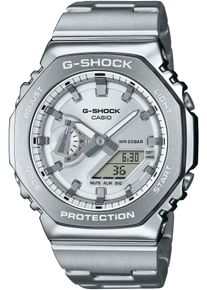 Chronograph Casio G-SHOCK, silber (edelstahlfarben, grau), Armbanduhren, Herren, Chronograph, Quarzuhr Armbanduhr,Herren,digital,bis 20bar wasserd.,Edelstahlarmband