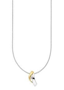 Kette mit Anh&auml;nger Bruno Banani "Schmuck Geschenk", silberfarben, gelbgoldfarben, kristallwei&szlig;, Halsketten, Damen, Silber 925 (Sterlingsilber), L: 45 B: 1mm, Kette mit Anh&auml;nger, mit Zirkonia (synth.), B:1mm