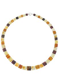 Kette ohne Anh&auml;nger Firetti "Schmuck Geschenk Silber 925 Halsschmuck Halskette Bernstein", braun (silberfarben, gelb, hellbraun, dunkelbraun), Halsketten, Damen, Silber 925 (Sterlingsilber), L: 46 B: 11mm, Kette ohne Anh&auml;nger, mit Bernstein, B:11mm