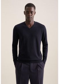 Pullunder Seidensticker "Schwarze Rose", Herren, Gr. 3XL, dunkelblau, 100% Wolle, unifarben, regular fit, V-Ausschnitt, Pullover Pullunder, 1/1 V-Neck Uni