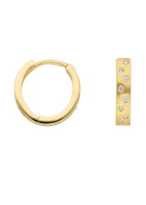 Adelia&acute;s Paar Creolen ADELIA&acute;S "585 Gold Ohrringe Creolen mit Zirkonia &Oslash; 12,8 mm", gold, Ohrringe, Damen, Gelbgold 585, Paar Creolen