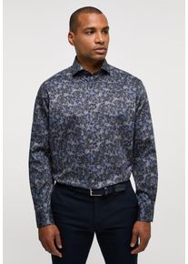 Langarmhemd Eterna "COMFORT FIT", Damen, Gr. 43, Normalgr&ouml;&szlig;en, blau (dunkelblau), Twill, 100% cotton, normal, Manschette, Hemden Langarmhemd