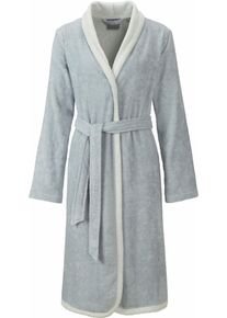 Damenbademantel Egeria "Calea, ideal f&uuml;r Sauna & Spa, Hotelbademantel, Morgenmantel" Gr. M, grau (hellgrau), L:100cm, Walkfrottee, Hausm&auml;ntel, Damenbademantel, mit Schalkragen, farblich abgesetzt, 100 % Baumwolle