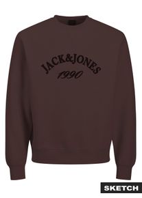 Jack & Jones Sweatshirt JACK & JONES "JORBLEECKER BRANDING SWEAT CREW BF", Herren, Gr. XS, deep mahogany detail:jj, angeraute Sweatware, Obermaterial: 70% Baumwolle, 30% Polyester, bedruckt, relaxed fit, Rundhals, Rippb&uuml;ndchen, Sweatshirts Sweatshirt