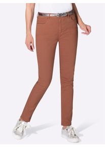 Stretch-Jeans Ambria, Damen, Gr. 46, Normalgr&ouml;&szlig;en, braun (rost), 96% Baumwolle, 4% Elasthan, unifarben, lang, Jeans Stretch-Jeans