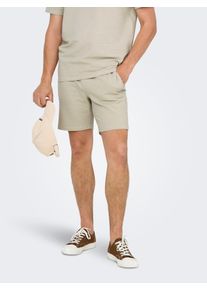 Only & Sons Shorts ONLY & SONS "ONSKIAN LIFE REG SEERSUCKER SHORTS NOOS", Herren, Gr. XXL, N-Gr, beige (silber lining), Web, Obermaterial: 97% Baumwolle, 3% Elasthan, unifarben, regular fit, Hosen Shorts