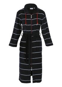 Damenbademantel Carl Ross "522400" Gr. 44, blau (night blau, wei&szlig;), 44/46, Velours, Hausm&auml;ntel, Damenbademantel