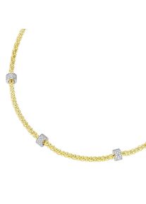 Collier Smart Jewel "Collier Himbeerkette, Rondelle mit Zirkonia Steinen, Silber 925", gold (silber, vergoldet bicolor), Halsketten, Damen, Silber 925 (Sterlingsilber), Collier