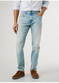 Tapered-fit-Jeans Pepe Jeans "STANLEY", Damen, Gr. 30, L&auml;nge 32, dirty bleached, Denim/Jeans, Obermaterial: 99% Baumwolle, 1% Elasthan, gerade, unten schmal, Jeans Tapered-fit-Jeans, Ziern&auml;hte an den Ges&auml;&szlig;taschen