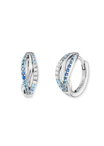Paar Creolen Engelsrufer "Yin Yang Infinity Ocean Shade", silber (silberfarben, kristallwei&szlig;, aquablau, blau, hellblau, kristallwei&szlig;, aquablau, blau, hellblau), Ohrringe, Damen, 16mm, Silber 925 (Sterlingsilber), Paar Creolen, Made in Germany - mit Zirkonia (synth.)