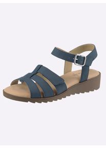 Sandalette CLASSIC, Damen, Gr. 37, marine, Leder, Veloursleder, Schuhe Sandalette