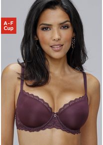 Schalen-BH Lascana "Evita", Damen, Gr. 90, Cup B, lila (aubergine), Microtouch, Obermaterial: 90% Polyamid, 10% Elasthan, BHs Schalen-BH, mit feiner Spitzenborte, Dessous