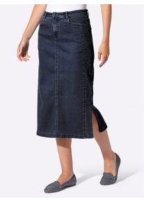 Jeansrock Casual Looks, Damen, Gr. 46, dunkelblau, 81% Baumwolle, 17% Polyester, 2% Elasthan, unifarben, wadenlang, R&ouml;cke Jeansrock