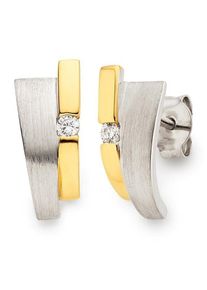 Paar Ohrstecker Bruno Banani "Schmuck Geschenk Silber 925 Ohrschmuck Ohrringe Glitzerstein", gold (silberfarben, gelbgoldfarben, kristallwei&szlig;, kristallwei&szlig;), Ohrringe, Damen, Silber 925 (Sterlingsilber), Paar Ohrstecker, mit Zirkonia (synth.)
