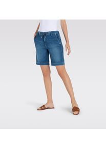 Shorts MAC "JOG&acute;N SHORT", Damen, Gr. 44, N-Gr, blau (mid blau cool wash), Web, Obermaterial: 49% Baumwolle, 40% Lyocell, 9% Polyester, 2% Elasthan, unifarben, regular fit kniefrei, Hosen Shorts, Sommerhose im Four-Pocket Style