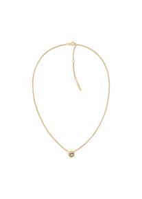 Kette mit Anh&auml;nger Calvin Klein "TWISTED BEZEL SOLITAIRE", gold (gelbgoldfarben, kristallwei&szlig;), Halsketten, Damen, Edelstahl, L: 45,5 B: 2mm, Kette mit Anh&auml;nger, mit Preciosa Crystal, B:2mm
