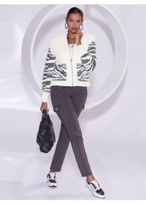 CR&Eacute;ATION L Cardigan CREATION L, Damen, Gr. 52, beige (ecru, graphit, gemustert), 68% Polyamid, 27% Polyacryl, 5% metallisierte Fasern, gemustert, Strickjacken Cardigan