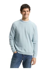 Strickpullover Tom Tailor, Herren, Gr. S, mint sanftes wei&szlig; twotone, Strick, Obermaterial: 100% Baumwolle, unifarben, regular fit taillenbedeckt, Rundhals, B&uuml;ndchen, Pullover Strickpullover, mit B&uuml;ndchen