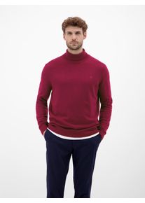 Rollkragenpullover Lerros, Herren, Gr. L, maple rot, Strick, Obermaterial: 88% Schurwolle, 12% Kaschmir, unifarben, regular fit normal, ohne Ausschnitt, Rippb&uuml;ndchen, Pullover Rollkragenpullover, mit Logo-Stickerei und aus Schurwolle mit Kaschmir