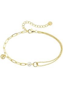 Armband "Schmuck Geschenk Silber 925 Silberarmband M&uuml;nze", wei&szlig; (gelbgoldfarben, perlmuttfarben), ANISTON JEWELRY & WATCHES, Armb&auml;nder, Damen, 22cm, Silber 925 (Sterlingsilber), Armband, mit Perlmutt (synth.)