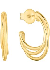 Paar Creolen s.Oliver "2037825", gold (gelbgoldfarben), Ohrringe, Damen, Silber 925 (Sterlingsilber), Paar Creolen