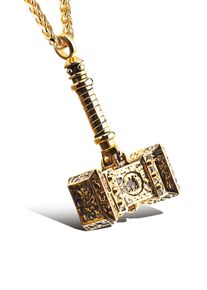 Kette mit Anh&auml;nger Firetti "Schmuck Geschenk Hammer, strukturiert", schwarz (gelbgoldfarben, schwarz), Halsketten, Herren, Edelstahl, L: 55 B: 3mm, Kette mit Anh&auml;nger, B:3mm