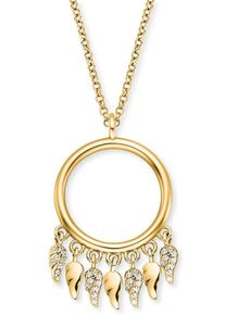 Kette mit Anh&auml;nger Engelsrufer "Flying Wings", gold (gelbgoldfarben, kristallwei&szlig;), Halsketten, Damen, Silber 925 (Sterlingsilber), L: 50 B: 1,42mm, Kette mit Anh&auml;nger, mit Zirkonia (synth.), B:1,42mm
