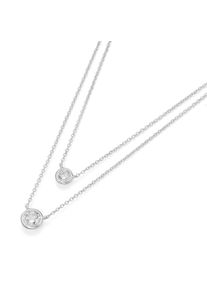 Collier Smart Jewel "Collier Doppelreihig mit Zirkonia Steinen, Silber 925", silber, Halsketten, Damen, Silber 925 (Sterlingsilber), Collier