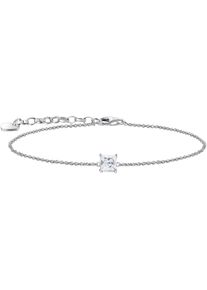 Armband Thomas Sabo "Schmuck Silber 925 Armkettchen mit Solit&auml;r" Gr. 19, silber (silberfarben, kristallwei&szlig;, kristallwei&szlig;), Armb&auml;nder, Damen, 19, Silber 925 (recycelt), Armband, mit Zirkonia (synth.)