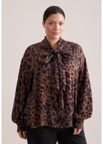 Klassische Bluse Seidensticker "Schwarze Rose", Damen, Gr. 6XL (52), braun, 100% Viskose, gemustert, oversize, Blusen Klassische Bluse, 1/1 Druck