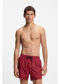 Badeshorts HUGO UNDERWEAR "AARON", Herren, Gr. XL (54), N-Gr, open pink 694, Web, Obermaterial: 100% Polyester. Futter: 100% Polyester, Badehosen Badeshorts, mit Schachbrett-Logos, elastischer Bund