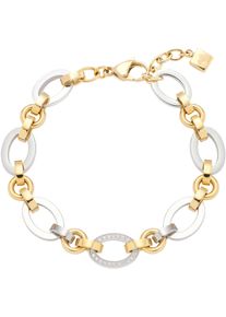 Armband Leonardo "Lena", gold (gelbgoldfarben, kristallwei&szlig;, kristallwei&szlig;), Armb&auml;nder, Damen, 21cm, Edelstahl, Armband, mit Zirkonia (synth.)