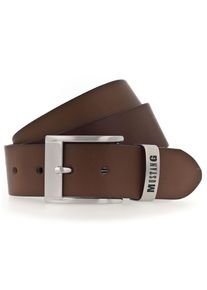 Lederg&uuml;rtel Mustang, Herren, Gr. 95, braun (bailys), Rindsleder, unifarben, G&uuml;rtel Lederg&uuml;rtel, Feine Haarnarbung, Vintagecharakter, 4 cm