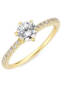 Fingerring Firetti "Schmuck Geschenk Silber 925 Silberring Verlobungsring" Gr. 53, gold (gelbgoldfarben, kristallwei&szlig;), Fingerringe, Damen, 53, Silber 925 (Sterlingsilber), 1,7mm, Fingerring, mit Zirkonia (synth.)