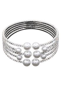 Armspange Firetti "festlich und elegant", wei&szlig; (metallfarben, wei&szlig;, kristallwei&szlig;, kristallwei&szlig;), Armb&auml;nder, Damen, Metall, Armspange, mit Glasstein - mit Glasperle