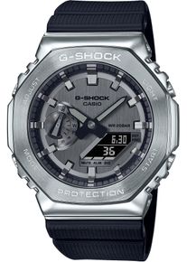 Chronograph Casio G-SHOCK, schwarz (schwarz, silberfarben), Armbanduhren, Herren, Chronograph, Quarzuhr,Armbanduhr,Herrenuhr,digital, bis 20 bar wasserd.Resinarmband