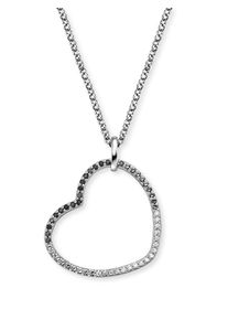 Kette mit Anh&auml;nger Engelsrufer "Herz Ocean Shade", silber (silberfarben, kristallwei&szlig;, dunkelgrau, schwarz), Halsketten, Damen, Silber 925 (Sterlingsilber), L: 50 B: 1,42mm, Kette mit Anh&auml;nger, Made in Germany - mit Zirkonia (synth.), B:1,42mm