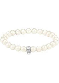 Armband Thomas Sabo "Charm-Perlenarmband" Gr. 19, bunt (silberfarben, wei&szlig;), Armb&auml;nder, Damen, 19, Perlen Silber 925 (recycelt), Perlen, Silber 925 (recycelt), Armband, mit S&uuml;&szlig;wasserzuchtperle