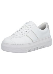 Plateausneaker Rieker, Damen, Gr. 40, silber (wei&szlig;, silberfarben), Lederimitat, Schuhe Plateausneaker, Schn&uuml;rschuh, Halbschuh, Freizeitschuh mit gepolstertem Schaftrand, Topseller