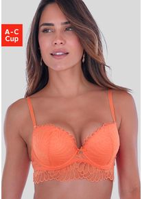 Push-up-BH s.Oliver "Sophie", Damen, Gr. 70, Cup B, melone, Spitze, Obermaterial: 90% Polyamid, 10% Elasthan, BHs Push-up-BH, aus feiner Spitze in leichter Longform, sexy Dessous, Reizw&auml;sche