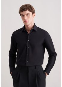 Businesshemd Seidensticker "Schwarze Rose", Herren, Gr. XL (43-44), normale &Auml;rmell&auml;ngen, schwarz, 100% Baumwolle, unifarben, slim fit, 2-Knopf-Manschette, Hemden Businesshemd, Slim 1/1 Kentkragen Uni